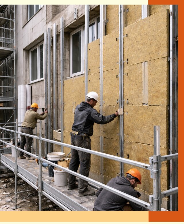 Утепление вентилируемого фасада в Мытищах от 5687 руб/м2 — монтаж и утепление вентфасад | ТепломастерМтщ